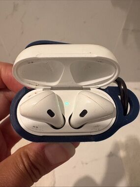 Air pods with navy silicone case